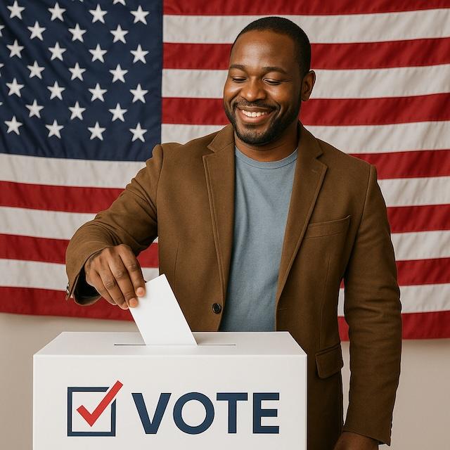 Voter participating in democracy